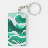 エメラルドグリーンの大波キーホルダー キーホルダー (裏面)