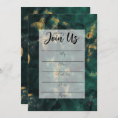 エメラルドグリーンの大理石の記入式招待状 招待状 (正面/裏面)