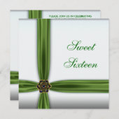 エメラルドグリーンの宝石スイート16招待状 招待状 (正面/裏面)