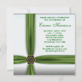 エメラルドグリーンの宝石スイート16招待状 招待状 (裏面)