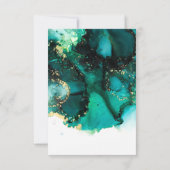 エメラルドグリーンの宝石調ウェディングRSVP 出欠カード (裏面)