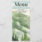 エメラルドグリーンの山々と松の木の自然なウェディング メニュー (正面)