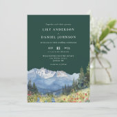 エメラルドグリーンの山のワイルドフラワー写真ウェディング 招待状 (スタンド正面)