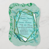 エメラルドグリーンの彫刻テクスチャ背景 招待状 (正面/裏面)