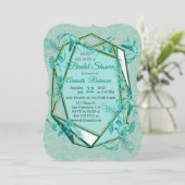 エメラルドグリーンの彫刻テクスチャ背景 招待状 (スタンド正面)