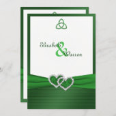 エメラルドグリーンの招待状のケルト族愛結び目 招待状 (正面/裏面)