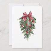 エメラルドグリーンの松のスワッグを使ったクリスマスウェディング 招待状 (裏面)