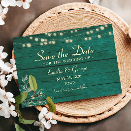エメラルドグリーンの森のウェディング 結婚式のSave The Date セーブザデート