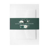 エメラルドグリーンの植物とユーカリの白い花のウェディング招待状 招待状ベリーバンド (正面例)