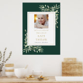 エメラルドグリーンの植物写真による生命のお祝い看板 ポスター (キッチン)