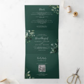 エメラルドグリーンの植物 | 緑の写真QRコードの結婚式 三つ折り招待状 (内部)