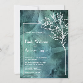 エメラルドグリーンの水の色のミニマル招待 招待状