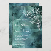 エメラルドグリーンの水の色のミニマル招待 招待状 (正面/裏面)