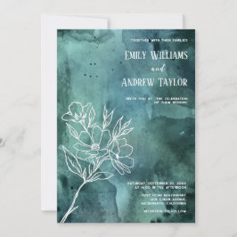 エメラルドグリーンの水の色のミニマル招待 招待状