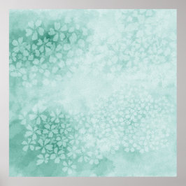 エメラルドグリーンの水彩プリムローズ | 1x1比 ポスター