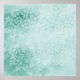 エメラルドグリーンの水彩プリムローズ | 1x1比 ポスター