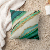エメラルドグリーンの水彩及び金ゴールド クッション (ブランケット)