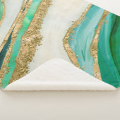 エメラルドグリーンの水彩及び金ゴールド シェルパブランケット (3/4)