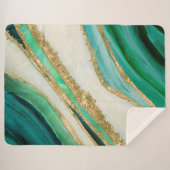 エメラルドグリーンの水彩及び金ゴールド シェルパブランケット (正面(横))