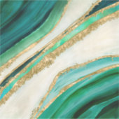 エメラルドグリーンの水彩及び金ゴールド シール (正面)