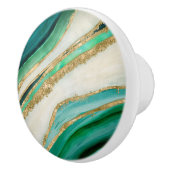 エメラルドグリーンの水彩及び金ゴールド セラミックノブ (右)