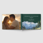 エメラルドグリーンの水彩山の結婚式の写真 ゲストブック (全面)