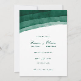 エメラルドグリーンの水彩画 Save the Date セーブザデート