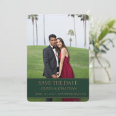 エメラルドグリーンの水彩花の結婚式写真 セーブザデート (スタンド正面)