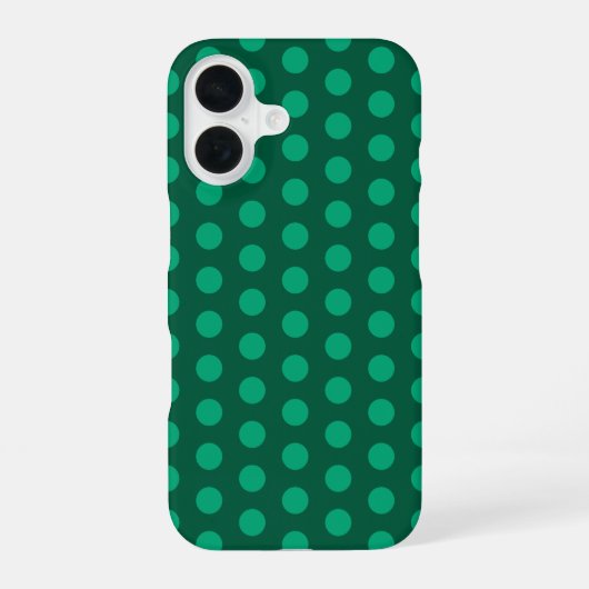 エメラルドグリーンの水玉模様 iPhone 16ケース (裏面)