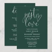 エメラルドグリーンの洗練されたラブオールインワンウェディング 招待状 (正面/裏面)