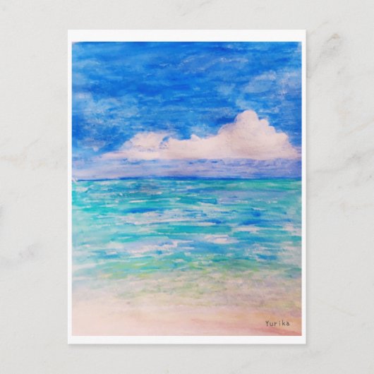 エメラルドグリーンの海と空 ポストカード (正面)