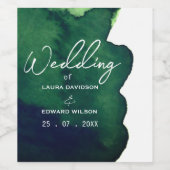 エメラルドグリーンの濃い水彩ミニマル抽象  ワインラベル (シングルラベル)