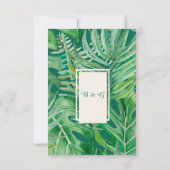 エメラルドグリーンの熱帯性のある結婚式 出欠カード (裏面)