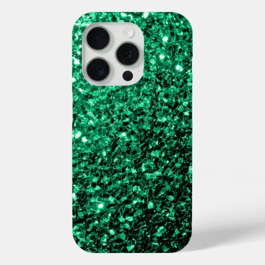エメラルドグリーンの疑似ラメスパークルビング Case-Mate iPhoneケース (裏面)
