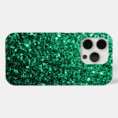 エメラルドグリーンの疑似ラメスパークルビング Case-Mate iPhoneケース (裏面 (横))