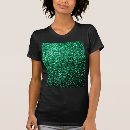 エメラルドグリーンの疑似ラメスパークル Tシャツ (正面)