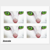 エメラルドグリーンの目を持つ白猫 長方形シール (シート)