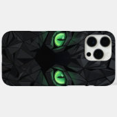 エメラルドグリーンの瞳の幾何学ブラックキャット Case-Mate iPhoneケース (裏面 (横))