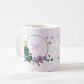 エメラルドグリーンの紫の花 コーヒーマグカップ (正面左)