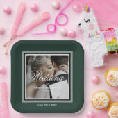 エメラルドグリーンの結婚カスタマイズ可能な写真 ペーパープレート (パーティー)