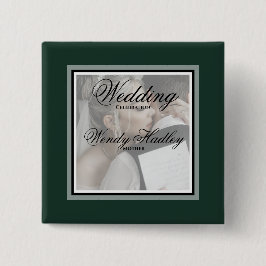 エメラルドグリーンの結婚カスタマイズ可能な名前ボタン 缶バッジ