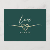 エメラルドグリーンの結婚式のお礼はがき ポストカード (正面)