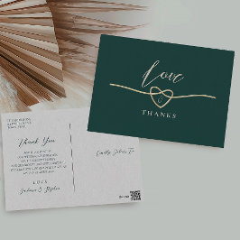 エメラルドグリーンの結婚式のお礼はがき ポストカード