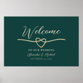 エメラルドグリーンの結婚式ウェルカムサイン ポスター (正面)