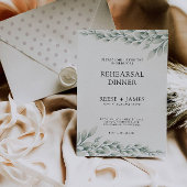 エメラルドグリーンの結婚式リハーサルディナー看板 夜 招待状