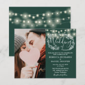 エメラルドグリーンの結婚式 詳細写真招待状 (正面/裏面)