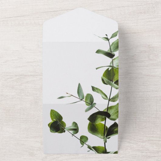 エメラルドグリーンの緑のフローラをすべて1回の招待で獲得 オールインワン招待状 (外側)