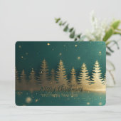 エメラルドグリーンの背景に浮かぶゴールドの松のシルエット シーズンカード (スタンド正面)