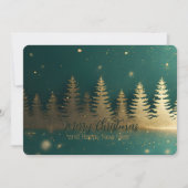 エメラルドグリーンの背景に浮かぶゴールドの松林のシルエット シーズンカード (正面)