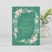 エメラルドグリーンの自然なウェディング 招待状 (スタンド正面)